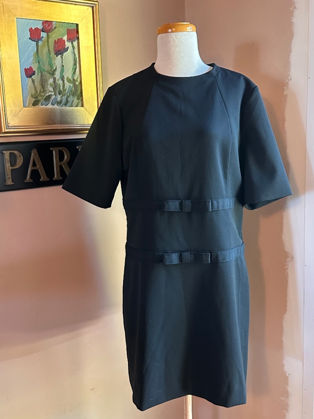 NWT Rebecca Taylor Black Mini Dress With Bows